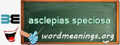WordMeaning blackboard for asclepias speciosa